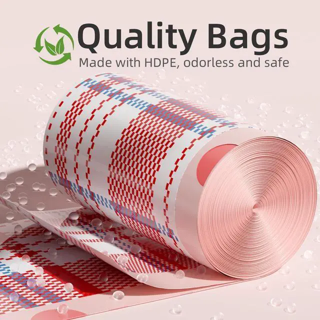 Alt view image 6 of 7 - 4 Gallon Trash Bags, Small Garbage Bags with Drawstring and Printed Striped Design, Tear-Free, Leakproof & Durable Small Trash Bags for Bathroom, Office, 50 Count