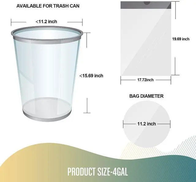 Alt view image 4 of 6 - Small Drawstring Trash Bags - 4 Gallon Plastic Garbage Bags 240 Counts White Trash Can Liners 15 Liter for Bathroom Restroom Bedroom Office Toilet - Durable & Thick Trash Bag