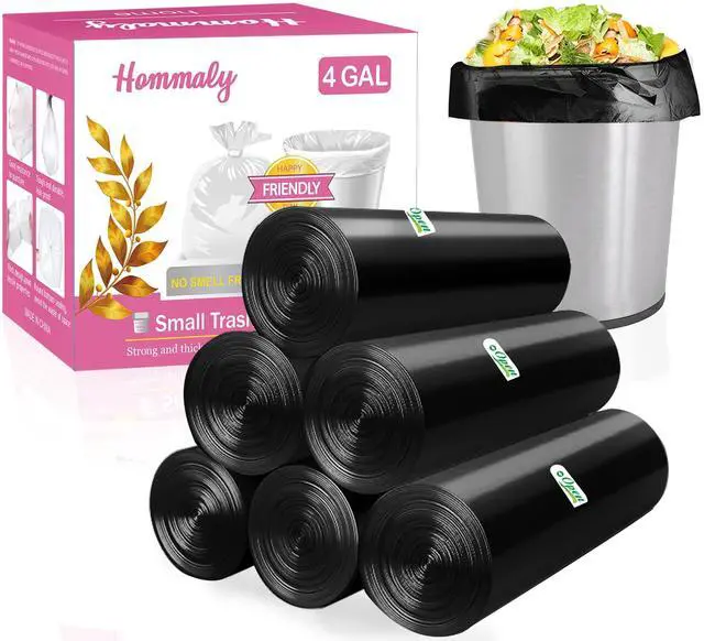 Main image of 4 Gallon 180pcs Small Black Trash Bags Strong Garbage Bags,Bathroom Trash Can Bin Liners, Plastic Bags for Bedroom, Waste Basket Liner, Fit 12-15 Liter, 3.5,4,4.5 Gal(4G-Black)