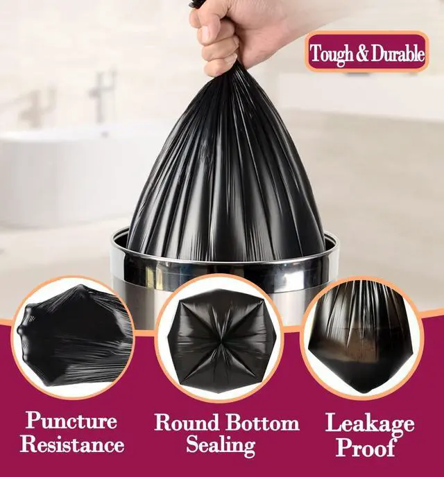 Alt view image 3 of 7 - 4 Gallon 180pcs Small Black Trash Bags Strong Garbage Bags,Bathroom Trash Can Bin Liners, Plastic Bags for Bedroom, Waste Basket Liner, Fit 12-15 Liter, 3.5,4,4.5 Gal(4G-Black)