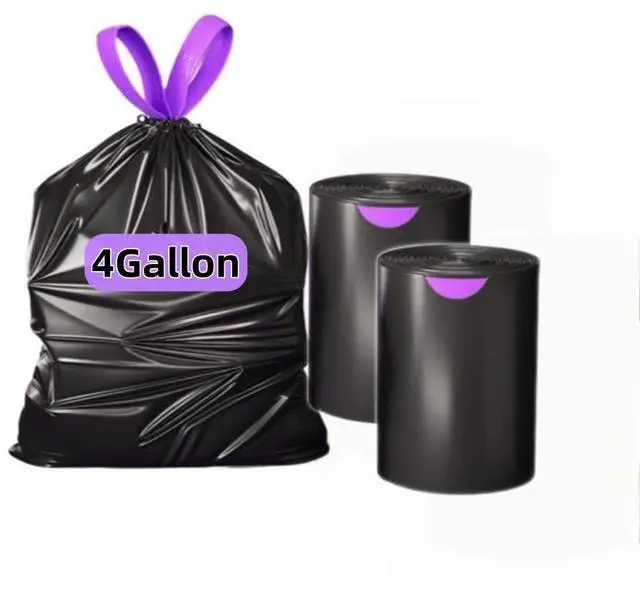 Main image of 4 Gallon multipurpose trash bags, Drawstring Design, Extra Durable and Unscented Garbage Bags1 mil, Count for Home, Bathroom, Office, Outdoor Camping120 Count.
