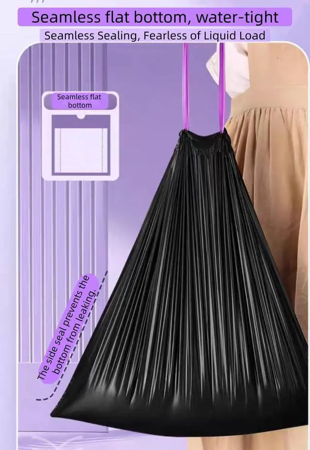 Alt view image 7 of 7 - 4 Gallon multipurpose trash bags, Drawstring Design, Extra Durable and Unscented Garbage Bags1 mil, Count for Home, Bathroom, Office, Outdoor Camping120 Count.