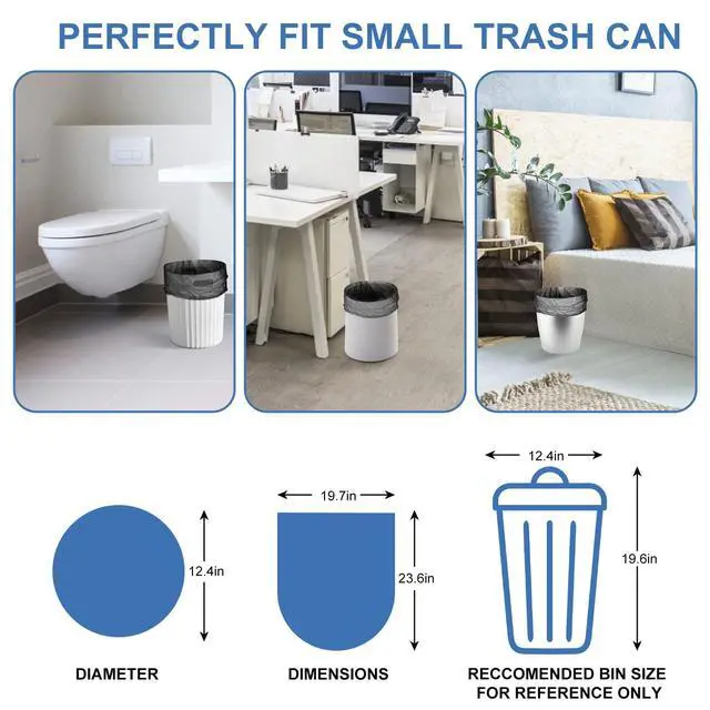 Alt view image 6 of 7 - Small Trash Bags 3-5 Gallon, Inwaysin 200 Count Small Bathroom Trash Bags Black, Strong Small For Garbage, 4 Gallon Biodegradable, Unscented, Size Expanded for Kitchen