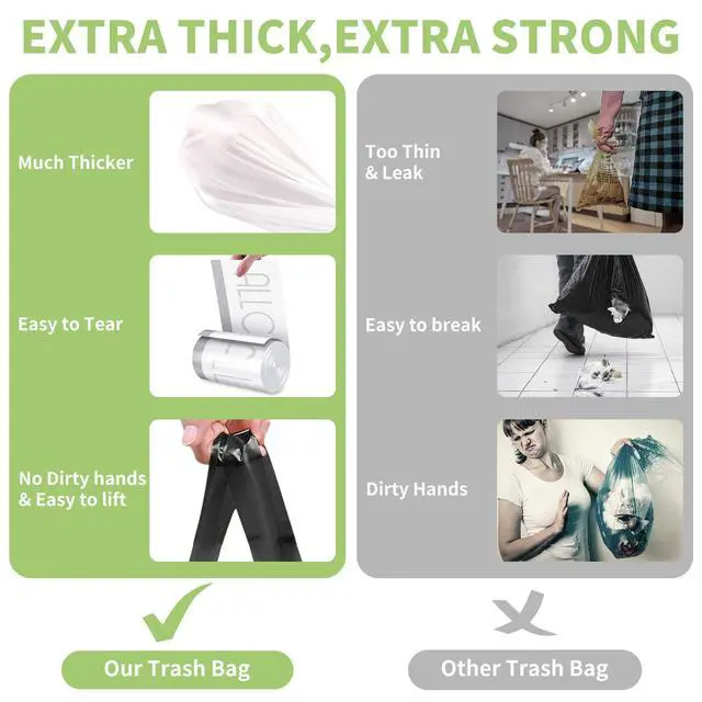Alt view image 3 of 7 - 4 Gallon Trash Bags, 180 Counts (6 Rolls) Unscented Drawstring Garbage Bags, Extra Thick Recyclable Trash Can Liners for Bathroom, Office, Kitchen, 10-15L Small Trash Bins