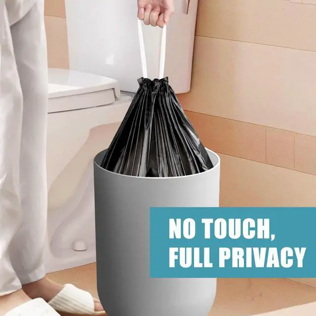 Alt view image 3 of 7 - Small Trash Bags, 60 Count 4 Gallon Drawstring, Extra Strong, Black | Tear-Free, Unscented, Small Garbage Bags, For Bathroom Kitchen Office Bedroom