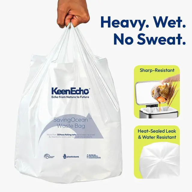 Alt view image 3 of 7 - Small Trash Bags with Handles (1.2/2/2.6/3/4/5/6/8/13 Gallon) - Ocean Plastic Upcycling - Plastic Garbage Bags, Can Bin & Waste Liner for Kitchen, Bathroom, Office&Pets 6 Gal 50 Count