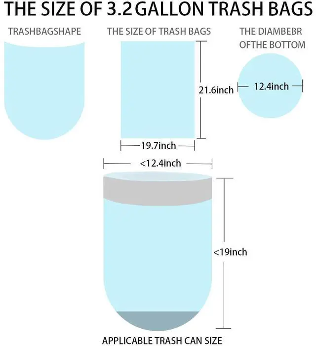 Alt view image 2 of 6 - Bags 3.2 Gallon, 100 Pcs Bathroom Garbage Bags, Blue Strap Kitchen Garbage Bags(White) With Drawstring Quickly Pack Garbage, Waste Basket Liners