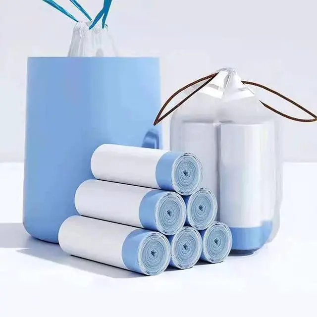 Main image of Small Trash Bags 3.5 Gallon, 100 Pcs Bathroom Garbage Bags, Blue Strap 3 Gallon Trash Bag Kitchen Garbage Bags(White) With Drawstring Quickly Pack Garbage