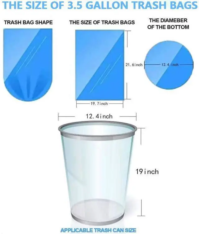 Alt view image 2 of 6 - Small Trash Bags 3.5 Gallon, 100 Pcs Bathroom Garbage Bags, Blue Strap 3 Gallon Trash Bag Kitchen Garbage Bags(White) With Drawstring Quickly Pack Garbage