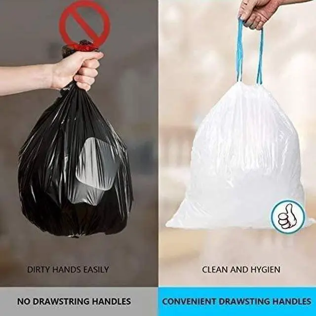 Alt view image 5 of 6 - Small Trash Bags 3.5 Gallon, 100 Pcs Bathroom Garbage Bags, Blue Strap 3 Gallon Trash Bag Kitchen Garbage Bags(White) With Drawstring Quickly Pack Garbage