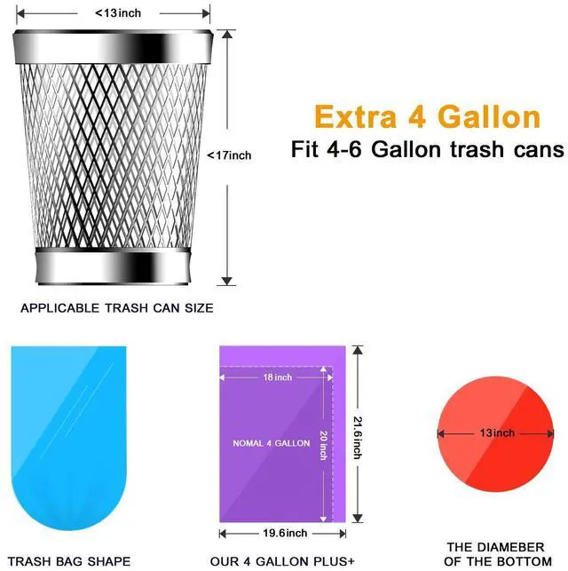 Alt view image 2 of 7 - 4 Gallon Trash Bags 168 Count Extra Thick Small Trash Bags Small Garbage Can Bags for Bathroom Home Office Kitchen