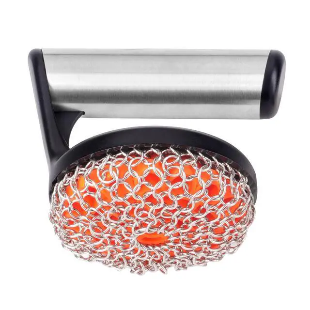 Main image of Chainmail Scrubber with Handle for Cast Iron Cookware | Stainless Steel Chain Structure, Keep Cast Iron Seasoning, Cast Iron Pans, Griddles, Dutch Oven and Grills Use