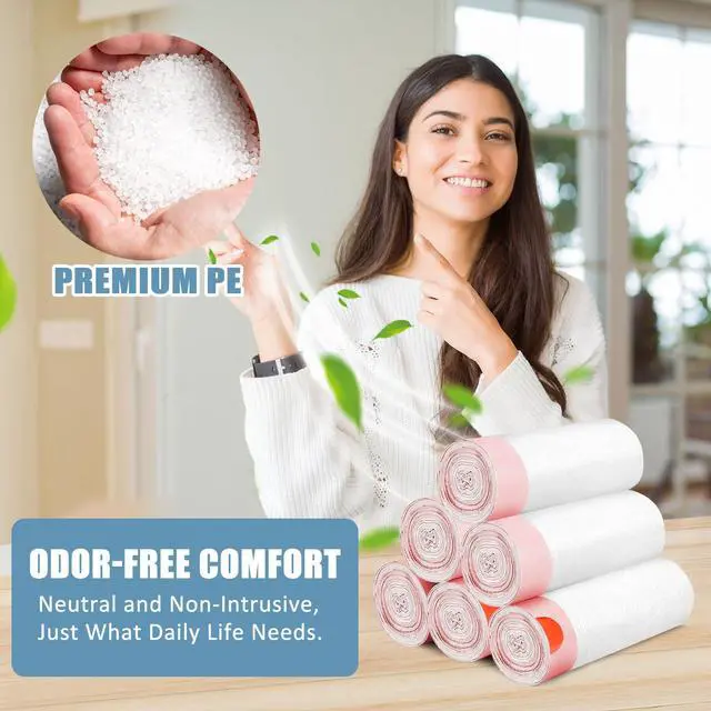 Alt view image 6 of 7 - 4 Gallon Trash Bags Drawstring, 120 Count Small Garbage Bags | Tear-Free, Unscented, White, Small Trash Bags, For Bathroom Bedroom Office Kitchen