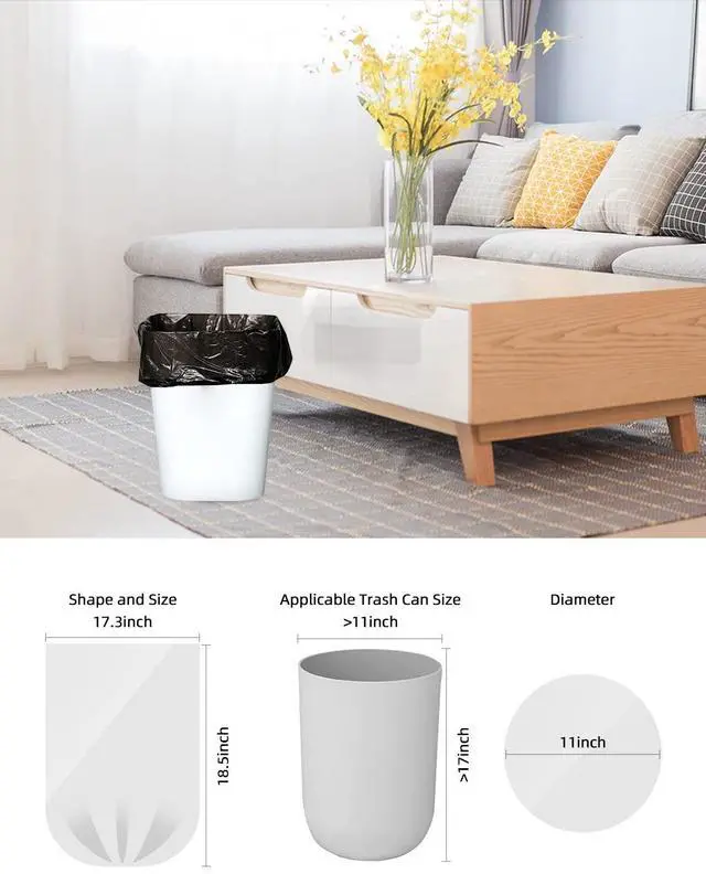 Alt view image 2 of 6 - Trash Bags 80 Counts, Waikas Garbage Bags for Bathroom Car Mini Trash Can, Plastic Bag for Bedroom Living Room, 4 Gallons, Black