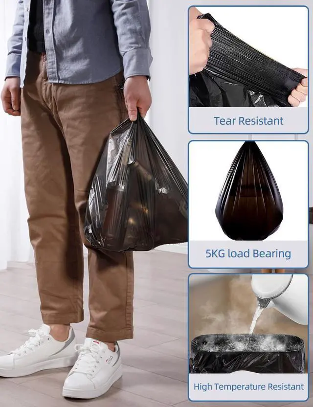 Alt view image 3 of 6 - Trash Bags 80 Counts, Waikas Garbage Bags for Bathroom Car Mini Trash Can, Plastic Bag for Bedroom Living Room, 4 Gallons, Black