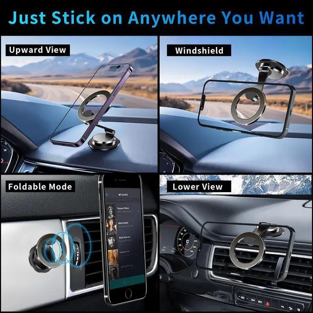 Alt view image 7 of 7 - Car Mount, Magnetic Phone Holder for Car Dashboard | All Metal Folding Magnetic Car Phone Holder, Car Mount for iPhone 17 16 15 14 13 12 Pro Max