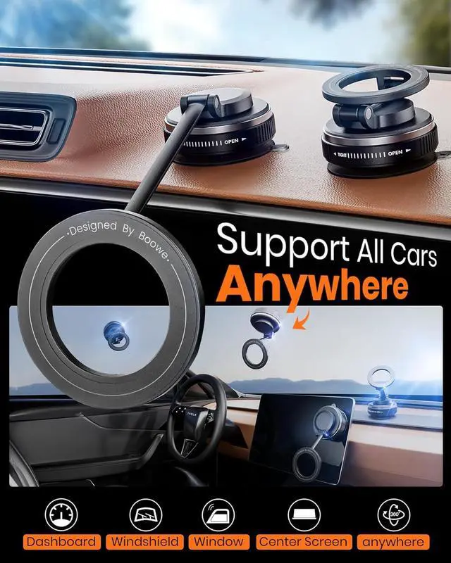 Alt view image 2 of 7 - Magnetic Phone Holder for Car,Car Mount 360° Adjustable Vacuum Suction Cup, Phone Mount for Car Accessories/Windshield/Mirror/Kitchen/Gym for iPhone 17 Pro Max 16 15 14 13