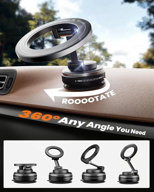 Alt view image 4 of 7 - Magnetic Phone Holder for Car,Car Mount 360° Adjustable Vacuum Suction Cup, Phone Mount for Car Accessories/Windshield/Mirror/Kitchen/Gym for iPhone 17 Pro Max 16 15 14 13