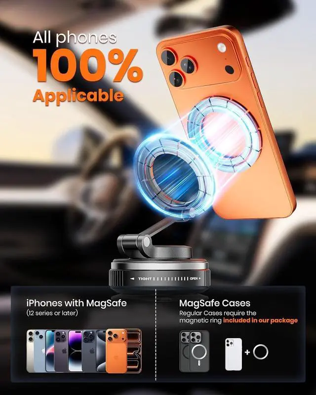 Alt view image 7 of 7 - Magnetic Phone Holder for Car,Car Mount 360° Adjustable Vacuum Suction Cup, Phone Mount for Car Accessories/Windshield/Mirror/Kitchen/Gym for iPhone 17 Pro Max 16 15 14 13
