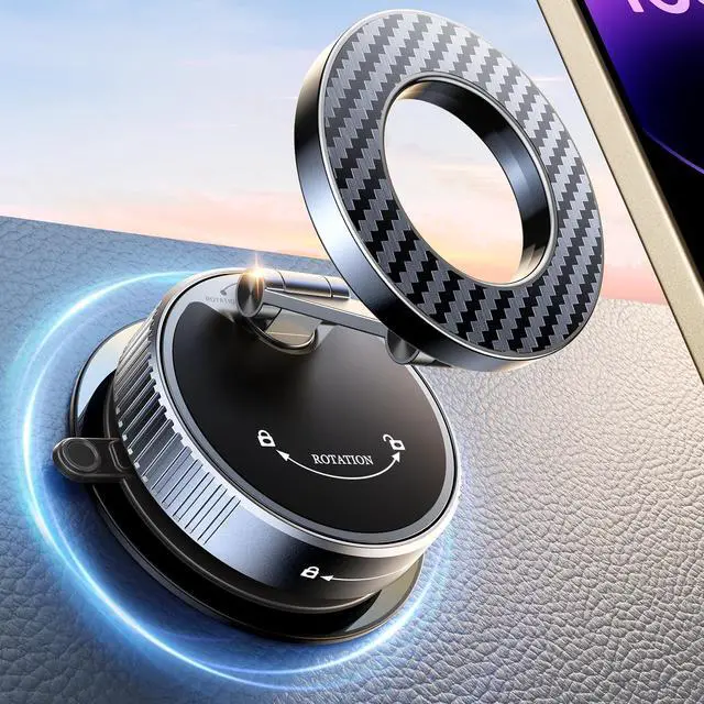 Main image of 2026 Upgraded Vacuum Magnetic Phone Holder for Car, 89LB Suction | 2400GF Strong Magnetic, 360° Adjustable Car Phone Holder for MagSafe, Dashboard Suction Cup Phone Mount for iPhone 17 16 15