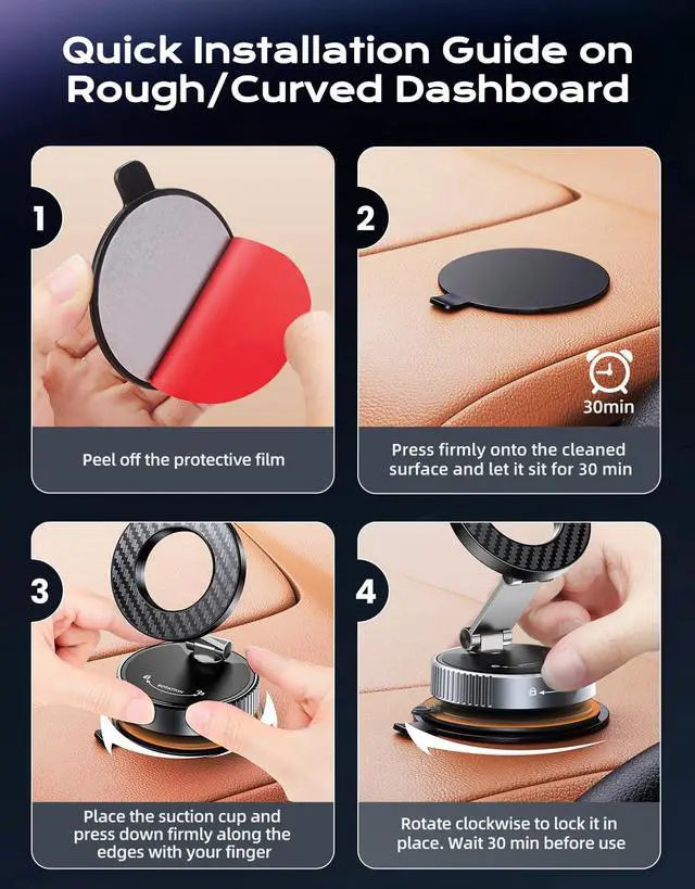 Alt view image 7 of 7 - 2026 Upgraded Vacuum Magnetic Phone Holder for Car, 89LB Suction | 2400GF Strong Magnetic, 360° Adjustable Car Phone Holder for MagSafe, Dashboard Suction Cup Phone Mount for iPhone 17 16 15