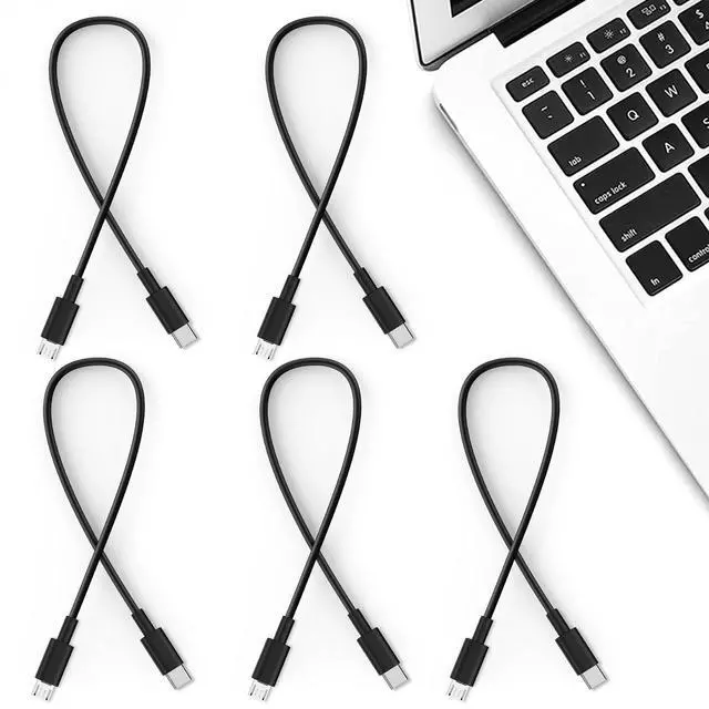 Alt view image 5 of 5 - 5-Pack USB C to Micro USB Cable, Data and Charging Cord 1ft Bulk, Black | Short Type C to MicroUSB Data Transfer Charger Cable Multipack