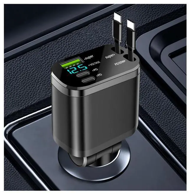 Main image of 5 in 1 Retractable Car Charger Adapter,Upgraded Car Phone Charger with PD 30W Cable & USB Fast Charging Port,Universal USBs & USB C Cars Chargers Compatible with Android and iPhone