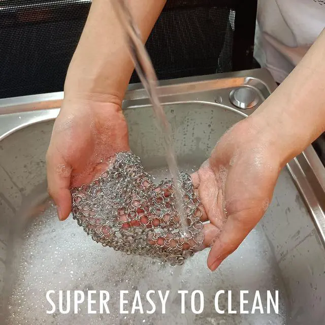Alt view image 5 of 7 - 2Pack 4" Chain Mail Cast Iron Cleaner Scrubber, 316 Chainmail Scrubber | Cast Iron Skillet Cleaning Brush, Chainmail Scrubbing Metal Scrub Tool to Clean Dutch Oven Carbon Steel Wok Grill Pan Pot