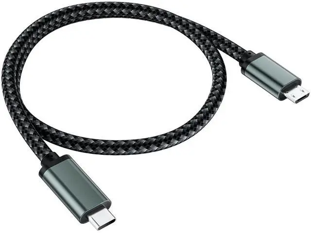 Main image of USB C to Micro USB Cable 1FT, Short 0.3M Braided Type C to Micro USB Cable, Android Charging Cord Supports Charge & 480Mbps Sync, for Mobile, MacBook Pro Samsung Galaxy, PS4, Kindle, Camera, GPS, LG