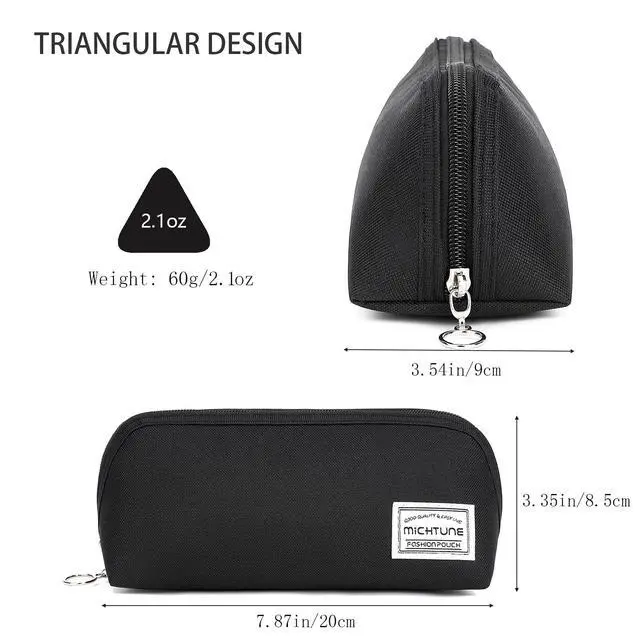 Alt view image 2 of 4 - Pencil Case,Large Opening Pencil Pouch,Zipper Closure,Portable Stationery Organizer pencil bag,Office Travel Multi-Purpose Bag (Black)