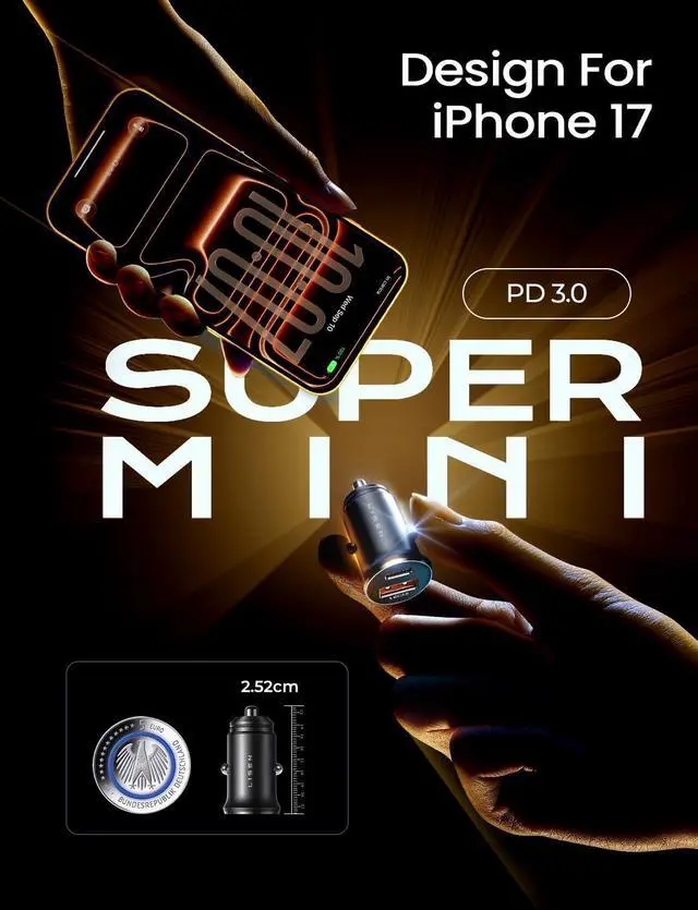 Alt view image 4 of 7 - 69W Mini Cigarette Lighter Adapter Car Charger USB C Fast Charging | 12V Cigarette Lighter USB Car Charger Fast Charging Adapter, for iPhone 17 Pro Max 16 15 14 13 12 Plus Mini, Samsung S26 S25
