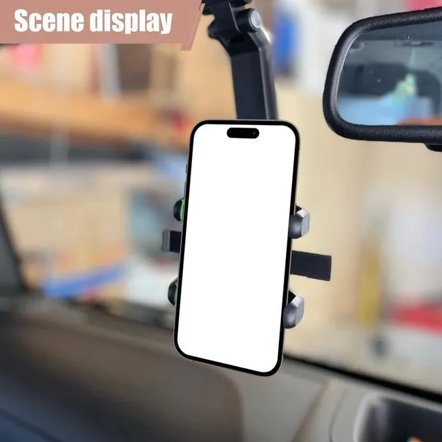 Alt view image 6 of 6 - Car Sun Visor Phone Holder, 360° Rotatable and Retractable Visor Phone Mount, Multifunctional Adjustable Car Rearview Mirror Cell Phone Holder Compatible with Most Cell Phones (Green)