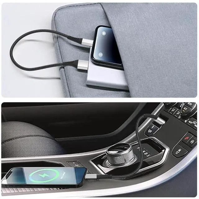 Alt view image 5 of 7 - 6 inch Short USB C Cable, 3 Pack 0.5ft USB to USB C Cable, 6inch iPhone Charger Cord USB-C, Braided USB to Type C Cable Fast Charging for iPhone 15 16 Pro Max, Samsung Galaxy S24 S23, Google Pixel