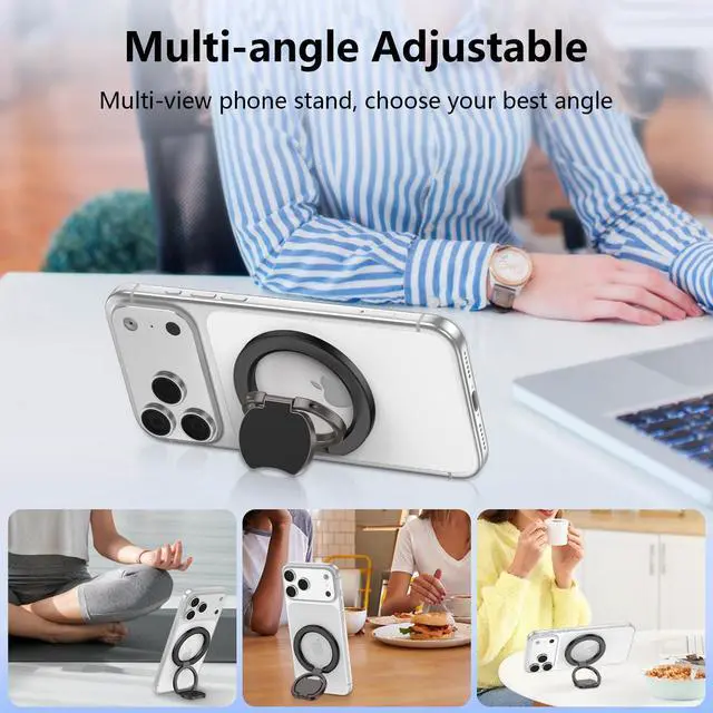 Alt view image 3 of 7 - Magnetic Phone Ring Holder for MagSafe Dual-Side 360° Rotation Strong Magnet Finger Cell Phone Ring Grip Stand MagSafe Kickstand for iPhone 17 Pro Max/17 Pro/17/16/15/14/13/12,Samsung,Android,iPad