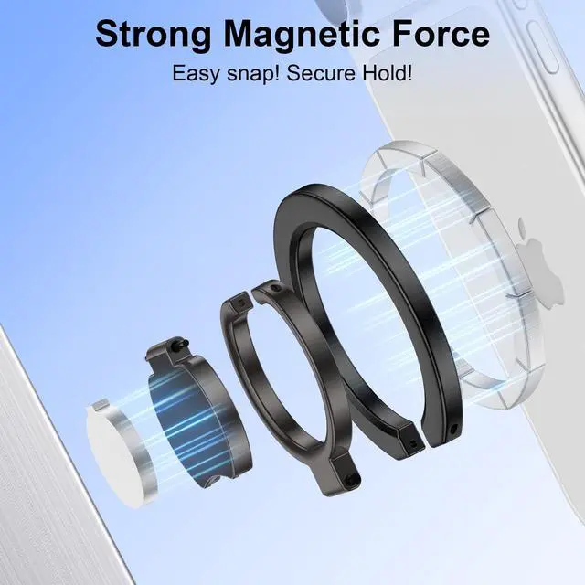 Alt view image 4 of 7 - Magnetic Phone Ring Holder for MagSafe Dual-Side 360° Rotation Strong Magnet Finger Cell Phone Ring Grip Stand MagSafe Kickstand for iPhone 17 Pro Max/17 Pro/17/16/15/14/13/12,Samsung,Android,iPad
