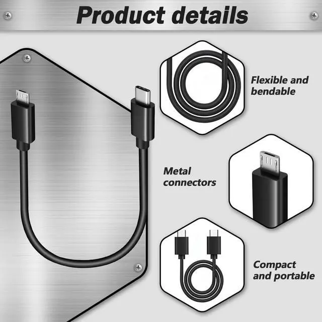 Alt view image 4 of 7 - 3 Pcs USB C to Micro USB Cable Short 1ft Type C to Micro-USB Charging Cord Micro-USB to-Type-C Adapter Cable Compatible with Phone Tablets Camera Phone and More