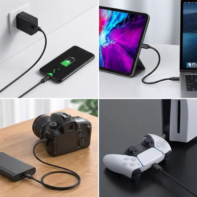 Alt view image 2 of 7 - 3 Pcs USB C to Micro USB Cable Short 1ft Type C to Micro-USB Charging Cord Micro-USB to-Type-C Adapter Cable Compatible with Phone Tablets Camera Phone and More