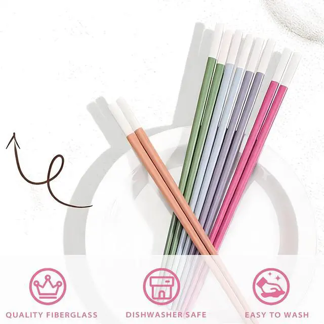Alt view image 3 of 6 - 5 Pairs Fiberglass Chopsticks-Reusable Chopsticks Dishwasher Safe, 9.63 inch/24.3cm Matte Non-Slip Family/ Hotel/ Restaurant Chop Sticks, Chinese/Japanese Chop Sticks (FX2401C)