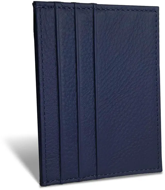 Main image of Credit Card Holder Wallet RFID Blocking Slim Credit Card Cases Holder Premium Leather Minimalist Front Pocket Small Wallet with 6 Card Slots and 1 Pockets for Men Women (Navy Blue)