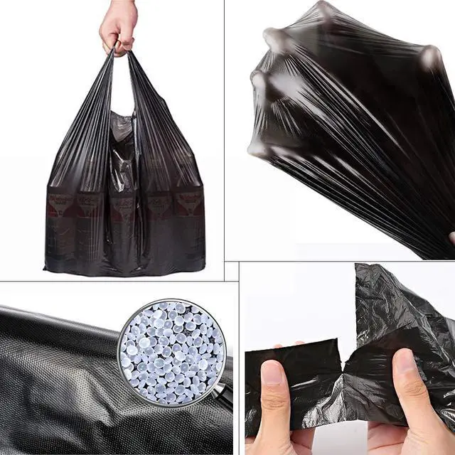 Alt view image 2 of 6 - 100 Counts 4 Gallon 45x60Cm Kitchen Trash Bags with Handles for Bathroom, Home and Office(100pcs Black 45x60CM)