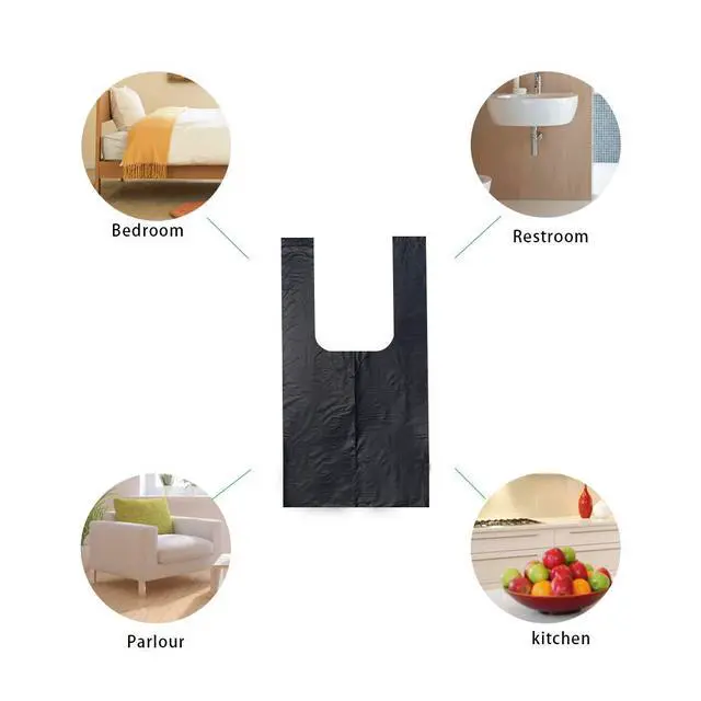 Alt view image 4 of 6 - 100 Counts 4 Gallon 45x60Cm Kitchen Trash Bags with Handles for Bathroom, Home and Office(100pcs Black 45x60CM)