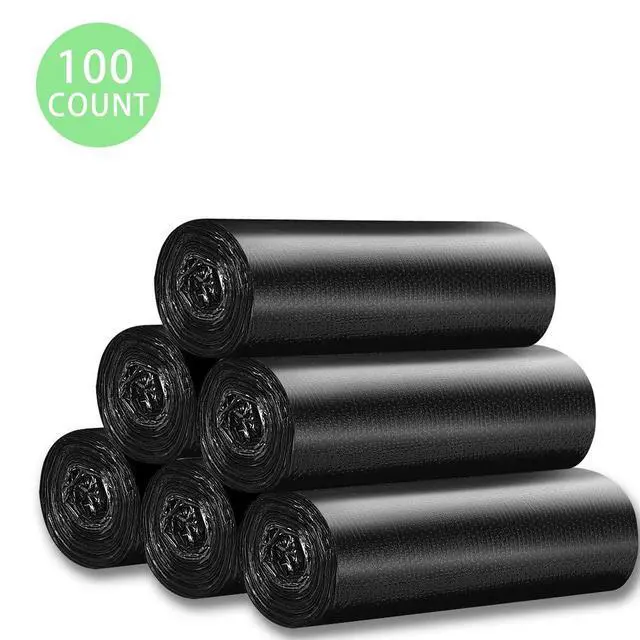 Alt view image 5 of 6 - 100 Counts 4 Gallon 45x60Cm Kitchen Trash Bags with Handles for Bathroom, Home and Office(100pcs Black 45x60CM)