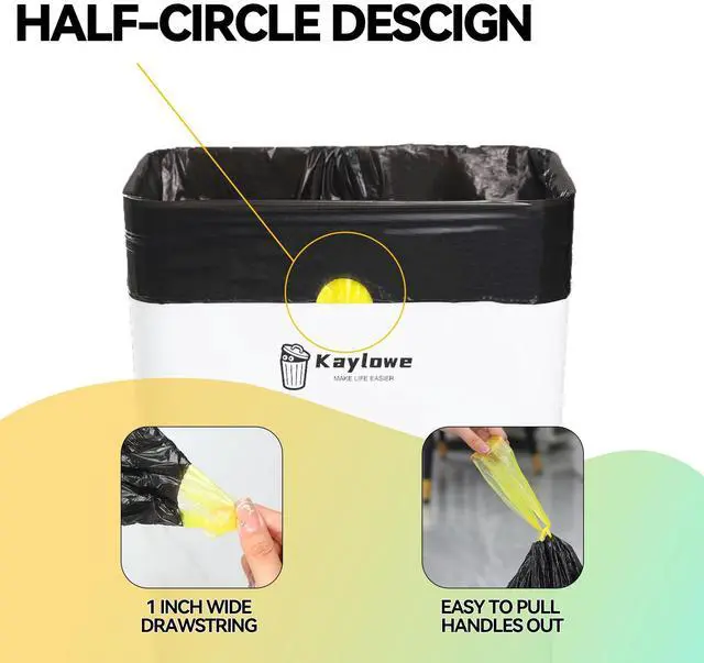 Alt view image 3 of 7 - Trash Bag 5 Rolls 75 Count Strong Rubbish Bag for Office Bedroom Bathroom, Black Trash Can Liners | Portable PE Trash Bag 5 Rolls Strong Rubbish Bag for Office Bedroom Bathroom, Black Trash Can Liners