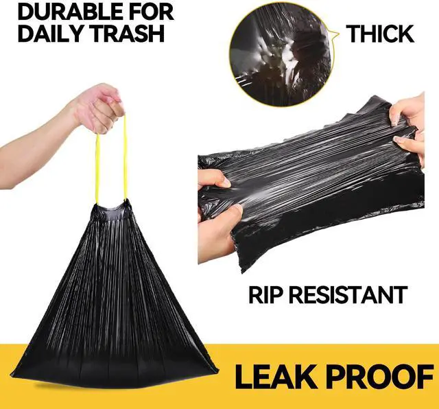 Alt view image 5 of 7 - Trash Bag 5 Rolls 75 Count Strong Rubbish Bag for Office Bedroom Bathroom, Black Trash Can Liners | Portable PE Trash Bag 5 Rolls Strong Rubbish Bag for Office Bedroom Bathroom, Black Trash Can Liners