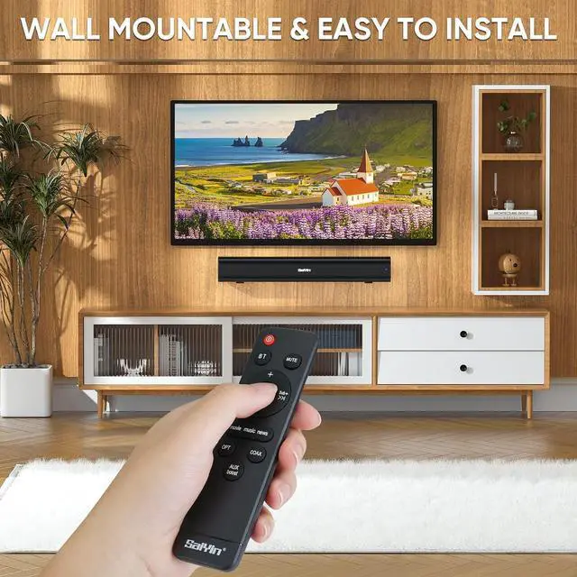 Alt view image 6 of 6 - Sound Bar for Smart TV,Peak Power 60W,2026 Update | Balanced Sound,TV-ARC/Bluetooth5.3/Optical/AUX Inputs,Surround Sound for Home Theater Audio for TV/PC/Gaming,Wall Mountable
