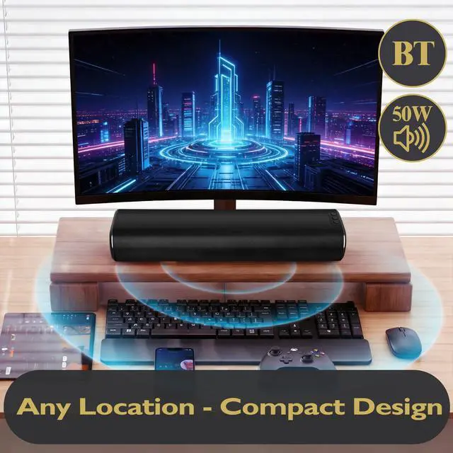 Alt view image 3 of 6 - Edge X 2.0 Soundbar for TV, HDMI ARC, 50W Sound, Bluetooth | Optical, AUX, USB & RCA connections, wall-mountable design, remote control, sound modes included, clear dialogue for TV