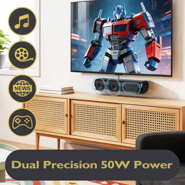 Alt view image 5 of 6 - Edge X 2.0 Soundbar for TV, HDMI ARC, 50W Sound, Bluetooth | Optical, AUX, USB & RCA connections, wall-mountable design, remote control, sound modes included, clear dialogue for TV