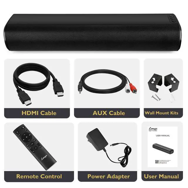 Alt view image 6 of 6 - Edge X 2.0 Soundbar for TV, HDMI ARC, 50W Sound, Bluetooth | Optical, AUX, USB & RCA connections, wall-mountable design, remote control, sound modes included, clear dialogue for TV