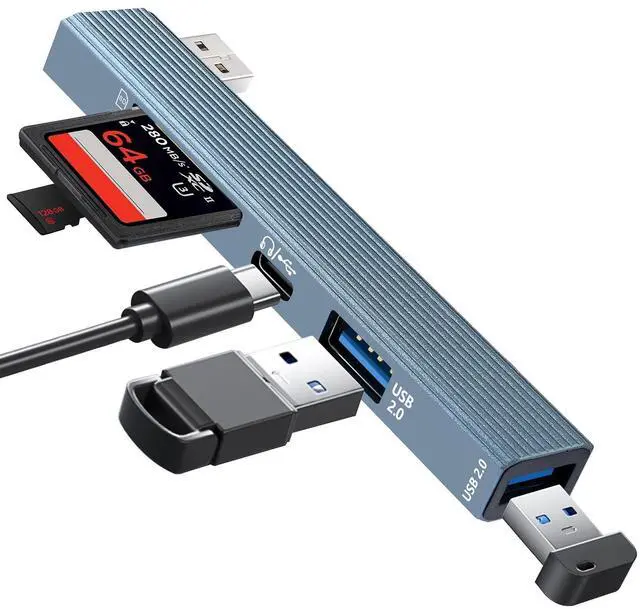 Main image of USB SD Card Reader, SD Card Adapter Memory Card Reader with SD & MicroSD Dual Slots Compatible with Laptop, Mac, Win, Linux, PC, Camera