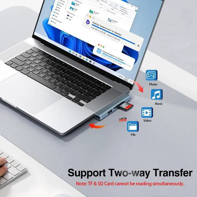 Alt view image 4 of 7 - USB SD Card Reader, SD Card Adapter Memory Card Reader with SD & MicroSD Dual Slots Compatible with Laptop, Mac, Win, Linux, PC, Camera